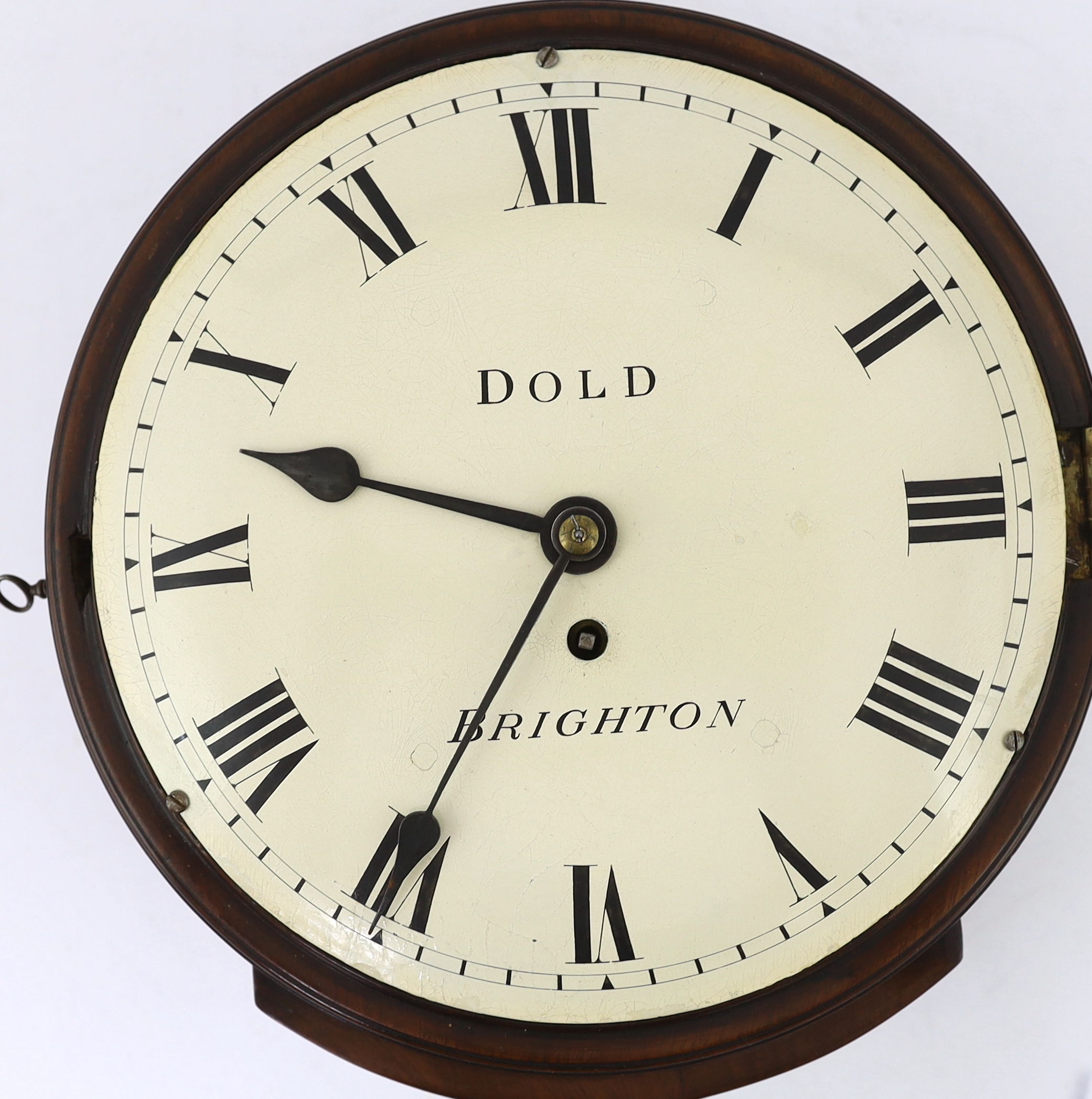 Dold of Brighton, a Regency mahogany wall timepiece 26cm wide, 27cm high
